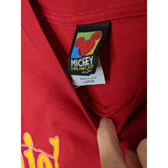 Mickey Mouse Las Vegas Red Gold Large T Shirt USA Minor Wear 90s - Picture 5 of 7